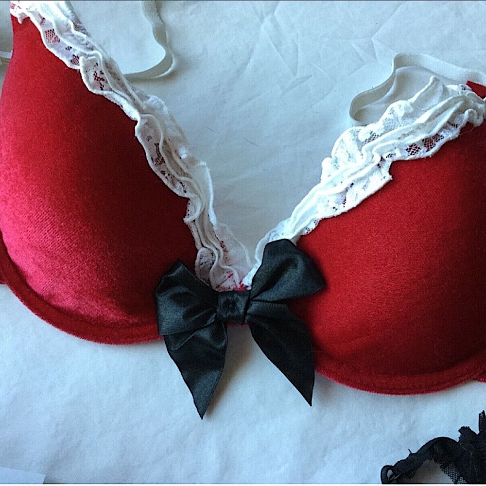 Velvet Bra Red/White 36C Christmas Themed